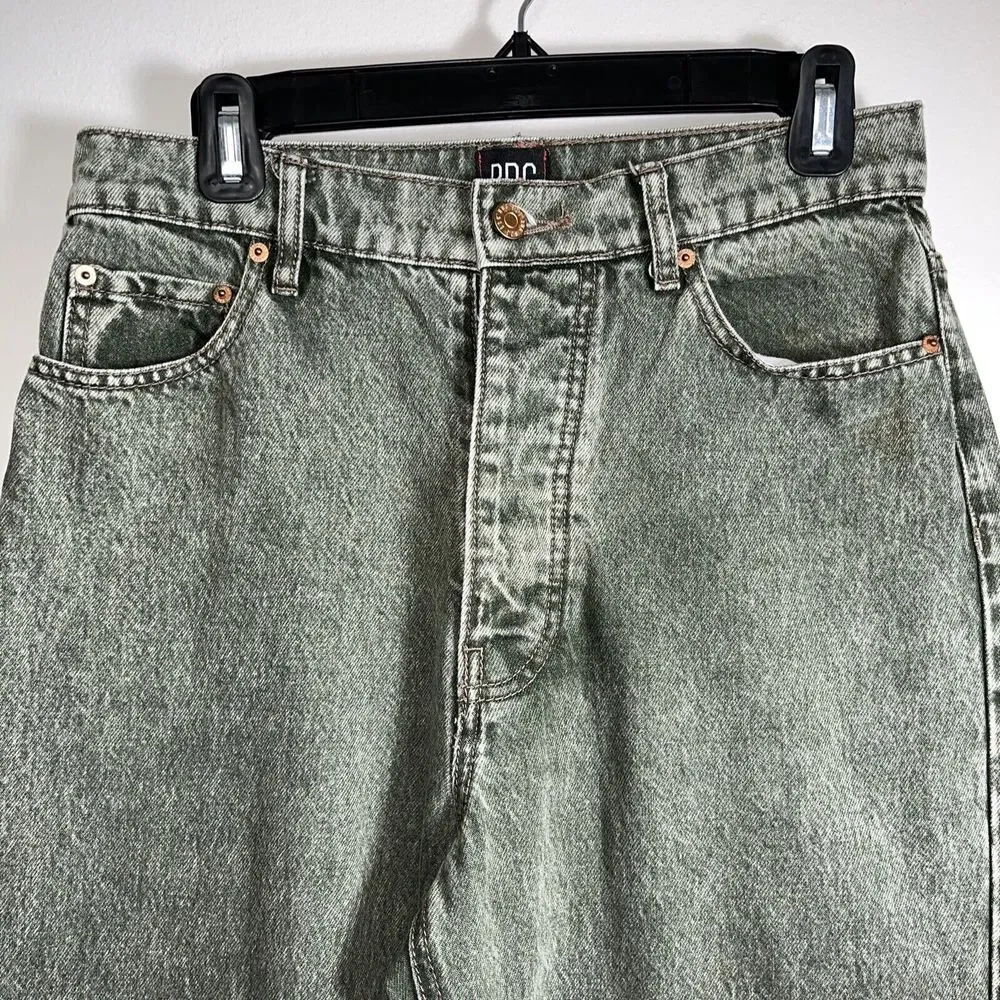 Urban Outfitters BDG Button Up Slim Straight Jeans Women's 30 Stone Washed Olive